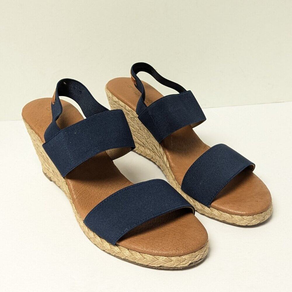 Andre Assous Allison Wedge Sandals, Navy, Women's 11 M